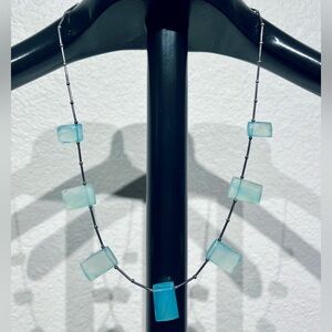 Vintage 925 Sterling Silver Necklace with Blue Translucent Beads